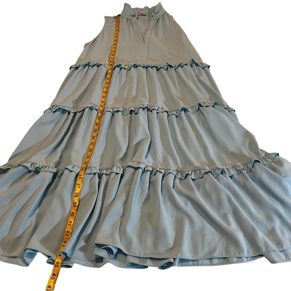 Amanda Uprichard x Revolve Ice Blue Wilma Midi Dress Tiered Ruffles Relaxed XL - Picture 7 of 16